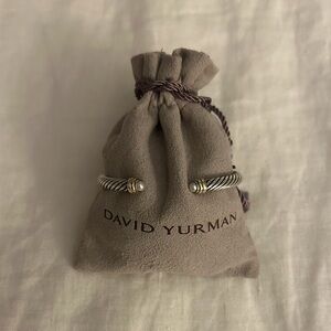 David Yurman Classic 5mm Cable Bracelet with Pearls 14K Yellow Gold & Pouch